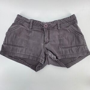 Iris Basic Womens Utility Shorts Charcoal Gray Stretch Cotton Size M Floral Trim
